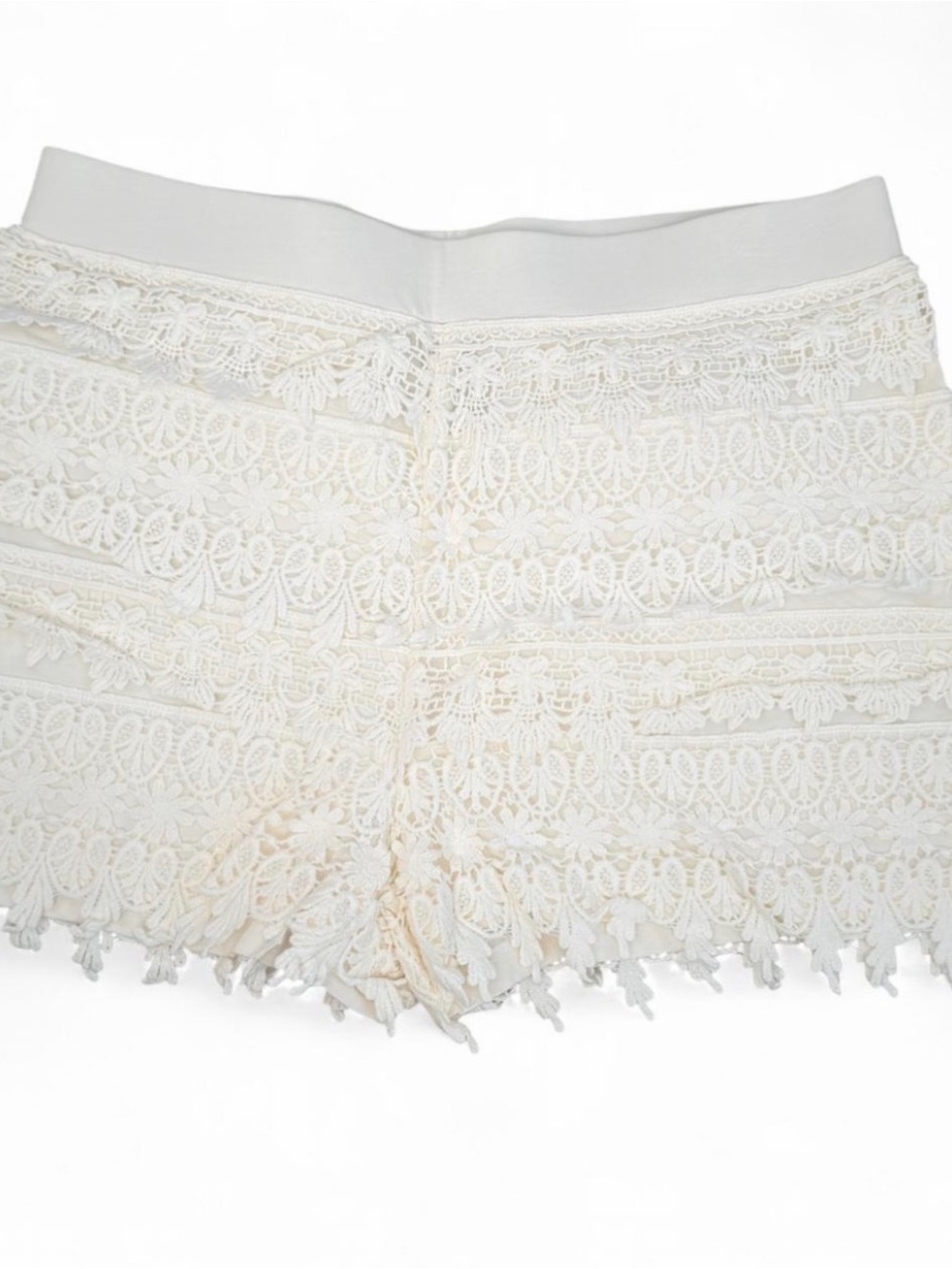 Express Cream Crochet Lace Shorts